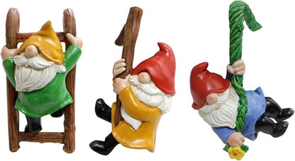3 PCS Climbing Gnomes Tree Faces Decor Outdoor for Yard, Gnomes Statue, Outdoor Fairy Garden Resin Crafts, Flower Pot Landscape Dwarf, Micro Landscape Pendant Ornaments (3 PCS)