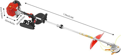 43CC Weed Wacker, 1.25kW Gasoline Grass Trimmer, 8500R/Min Lawn Brush Cutter, 2-Stroke Garden Mower with Grass Baffle & Funnel for Lawn Pond Side Weed Removal Landscaping