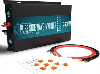 WZRELB 3500W Pure Sine Wave Solar Power Inverter Generator 24V DC to 120V AC Converter Car Inverter