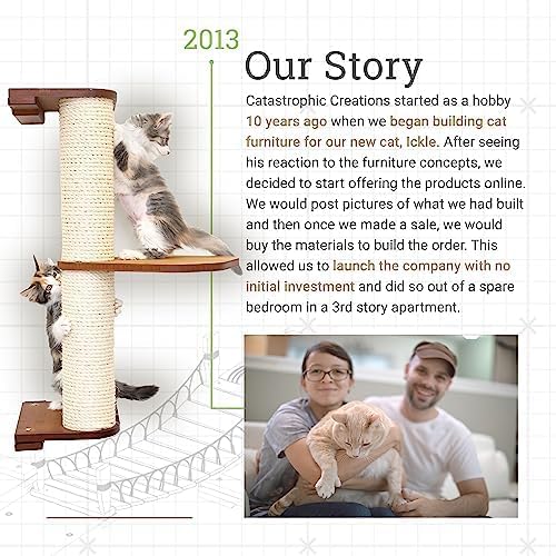 CatastrophiCreations 34" Cat Shelf Wall Mounted Elevated Climb, Lounge and Play Furniture Cat Tree Shelves