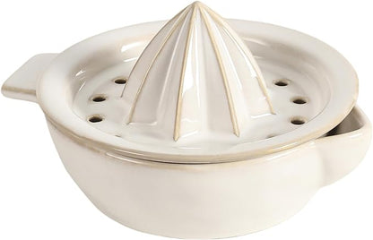 Ceramic Citrus Lemon Orange Juicer Manual Squeezer, Hand Juicer Reamer | Rotation Press with Strainer Lid, Spout, Handle, Dishwasher Safe, Easy to Clean