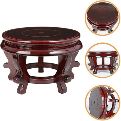 Happyyami Indoor Plants Wood Stool Plant Stand Chinese Style Flower Pot Display Rack Garden Planter Support Tabletop Vase Fish Tank Base Handicraft Figurine Pedestal Riser Holder for Home Greenery