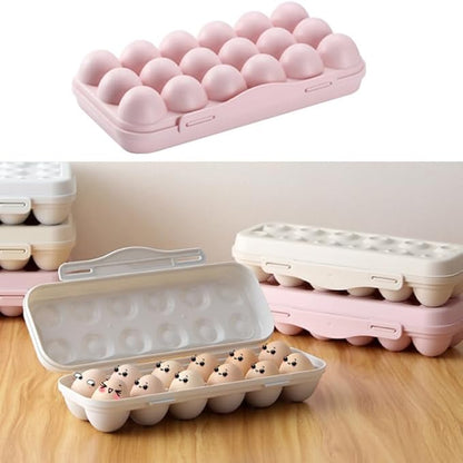 UPKOCH Stackable Egg Storage Box for Refrigerator Portable 18-Count Plastic Egg Holder with Lid Anti-Collision Shatterproof Container for Kitchen Organization
