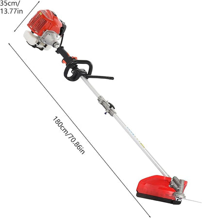 Weed Eater Gas Powered, 52CC Brush Cutter, 2-Stroke Handheld Cordless Chainsaw Hedge Pruner for Home, Yard, Garden Red