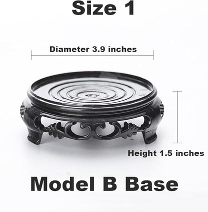 GOLDY&WENDY Round Vase Display Stand 3.9 Inch Black Imitation Wood Style Base Handmade Resin Pedestal