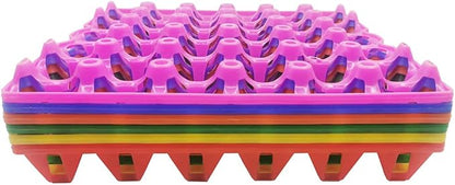 6-Pack Farm Products Chicken Plastic Egg Trays Egg Racks Egg Crate Duck 30 Egg Setting Tray Egg Flats for incubating Carton Transport Poultry Crate (6-Pack Colorful), 11.4 X11.4