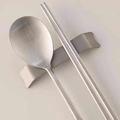 Korean Dancheong Engraved Spoon and Chopsticks Set, 18/10 Stainless Steel | Sujeo gift set for one in Korean inspired box, made in korea