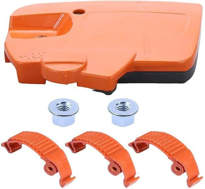 440 Chain Brake Assembly Side Clutch Cover for Husqvarna 440 Chainsaw, Husky 440e II Chainsaw Clutch Cover with Brake Assy & Bar Nuts Buckle Clips Kit,Clutch Cover Chain Saw Parts 501388203