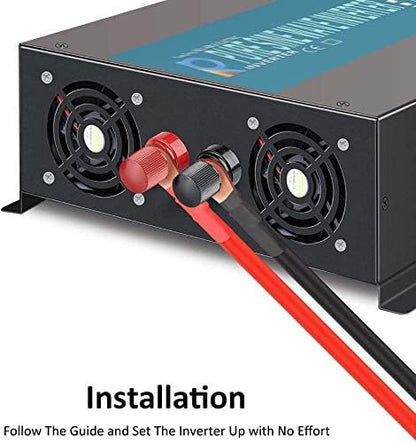 WZRELB 1000W 48V 120V Pure Sine Wave Power Inverter with 2 AC Outlets,Car Inverter