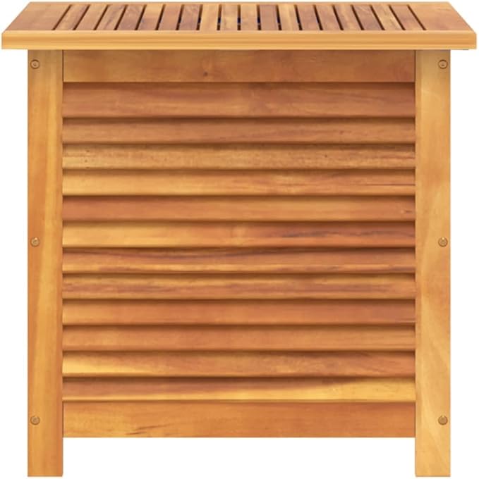 Wooden Garden Storage Box with Louver, Outdoor Cabinet Patio Storage Container for Furniture Tools, 23.6"x19.7"x22" Solid Wood Acacia,-128