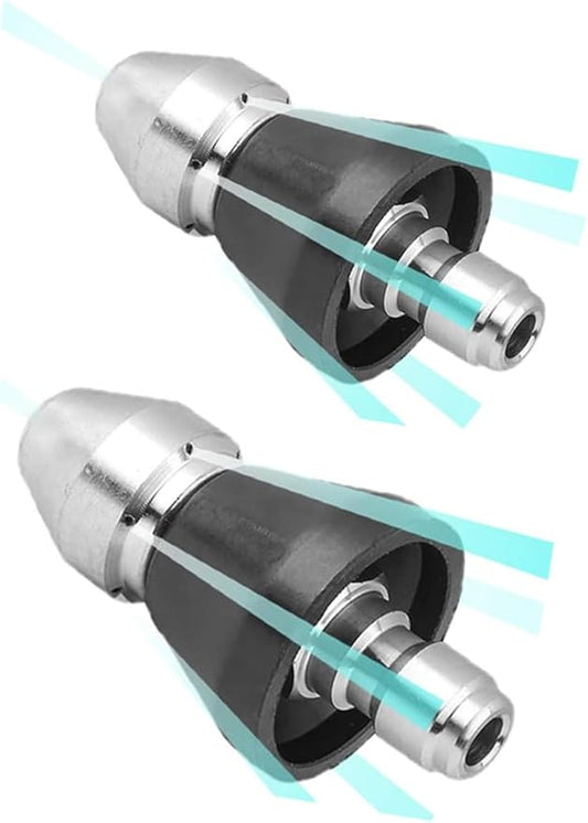 (2Pcs) Pressure Washer Sewer Jetter Nozzle with Stainless Steel, Durable Design Sewer Jet Nozzle,Pressure Drain Jetter Hose Nozzle,3/8'' Quickly Connector, 5000 PSI Orifice 6.5