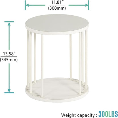 HDANI Small Round Wooden Step Stool for Kids Adults, 300lbs Load Capacity Garden Stool, Non-Slip Small Stool for Plant Stand, Kitchen, Bathroom and Bedroom, White
