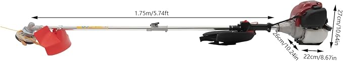 Gas Weed Eater, 35.88CC 4-Stroke Gas Power String Trimmer Lawn Trimmer Grass Cutter Weed Edger with 2 Blade Heads, Portable Weed Wacker Grass Cutter with Large Fuel Tank for Lawn Mowing