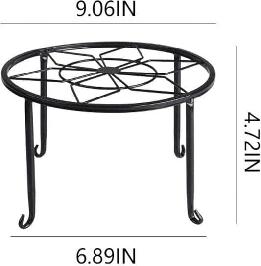 4 Pack Black Metal Potted Plant Stand for Indoor and Outdoor Plants 9.1 inches Heavy Duty Flower Pot Planter Holder, Metal Rustproof Iron Garden Container Round Supports Rack for Planter Pumpkin Stand