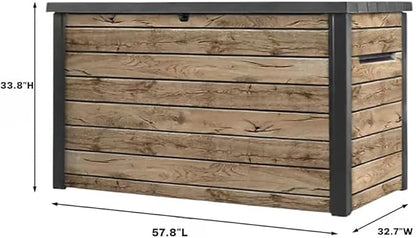 230 Gallon Deck Storage Box Outdoor Patio Container (Ash Wood Brown)