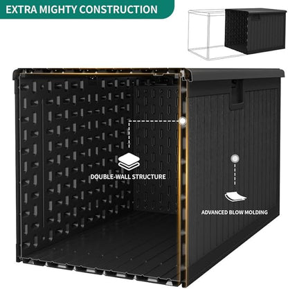 YITAHOME XL 150 Gallon Large Deck Box,Outdoor Storage for Patio Furniture Cushions,Garden Tools,Waterproof,Lockable (Black)