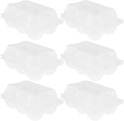 Garneck 6pcs Plastic Egg Cartons Bulk 6-Grids Clear Reusable Egg Container Holder, Family Refrigerator Farm Markets for Safe Storage and Display