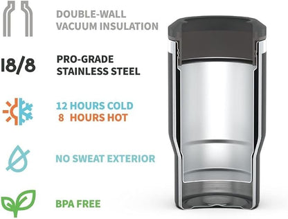 14oz 4 in 1 Stainless Steel Can Cooler Beer Bottle Insulator With 2 Lids for 12oz can&bottle, Double walled insulated Thermocooler &Travel Mug Holder Keeping Your Bevearge Cold (Rose red)