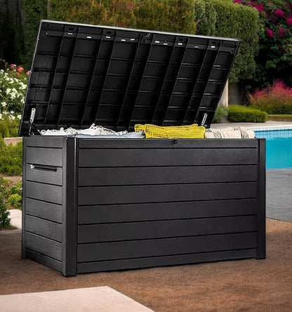 230 Gallon Deck Storage Box Outdoor Patio Container (Graphite Black)
