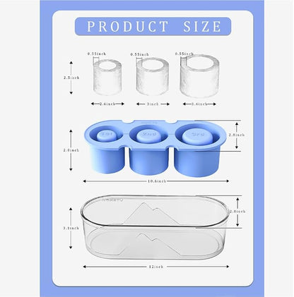 Silicone Ice Mold for Stanley Cup 30 40oz, Tumbler Ice Maker | Easy Fill and Release Without Touching Ice, Ice Cube Tray with Clear Lid and Bin for Freezer, Whiskey, Cocktail (Blue)