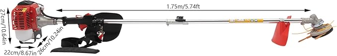 26cc Gasoline Lawn Mower, 0.65kw Hand-Held Gas Grass Trimmer, 2-Stroke 2T Cutting Edge Blade Head Gas Lawn Mower with Silencer, 8500rpm, Heat Dissipation Holes, 2800-3000r/Min Idling Speed