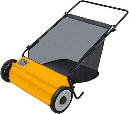GAOMON 26-Inch Push Lawn Sweeper, Grass, Lawn and Leaf Cleanup Collector with Large 7 cu. ft. Hopper Bag, and Dual Spinning Brushes, Black