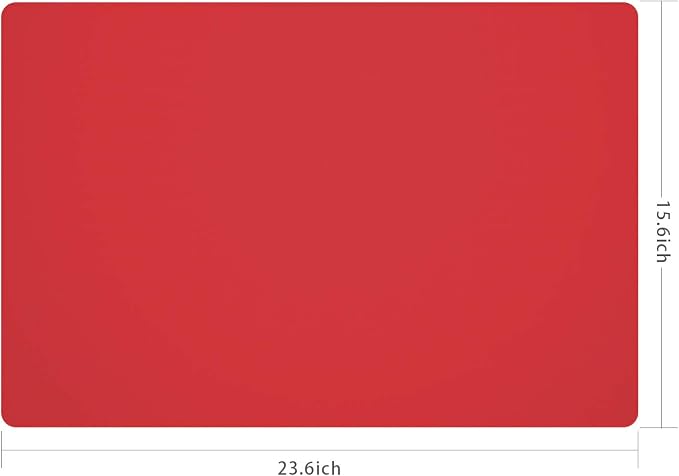 Silicone Placemats, Food-Grade Non-Slip Waterproof, Dining, Stain Resistant, Countertop Protector, Kitchen Counter Mat, Heat Resistant, Baking mat Dishwasher Safe (23.6"×15.7"-1pack, Red)