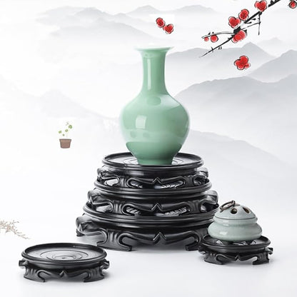 GOLDY&WENDY 7.4 Inch Round Vase Planter Display Stand Handmade Oriental Home Decoration Base Pedestal