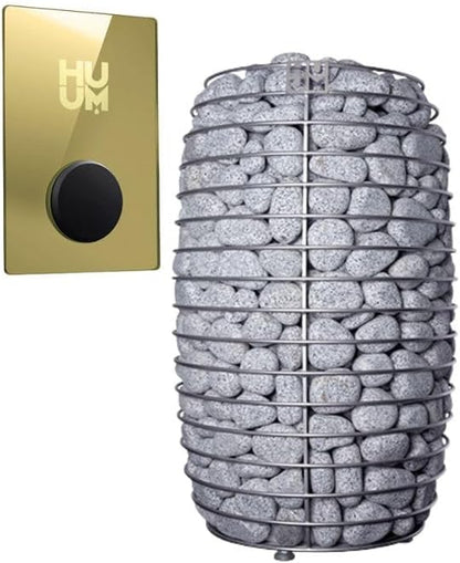 GL6 Outdoor Sauna Kit, Garden Luxury-Series Outdoor DIY Sauna Kit, Thermo-Spruce, up to 6 Persons Bundles (Sauna Heater and Sauna Stones Included) (HIVE MINI 11 WiFi - Gold)