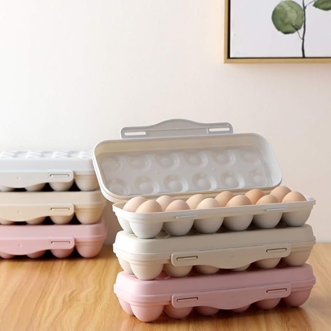 2 Pack Plastic Egg Holder for Refrigerator, Covered Egg Holders, Stackable Egg Container, Countertop Egg Storage Organizer with Lid, 18X2 Eggs