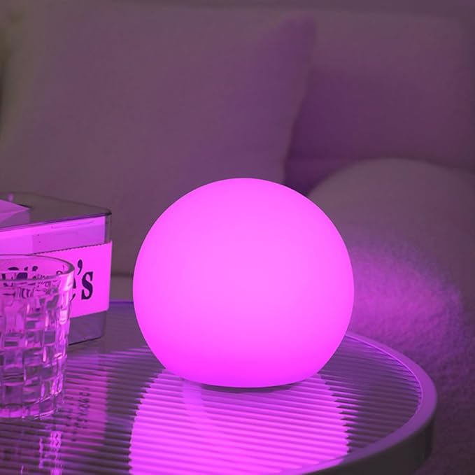 LED Globe Orb Light, 6-in LED Light Ball for Kid, 16 Dimmable Colors & 4 Modes Light Up Ball Mood Lamp w/Remote, Rechargeable Orb Night Lights Waterproof Outdoor Globe Lights for Home/Nursery/Party