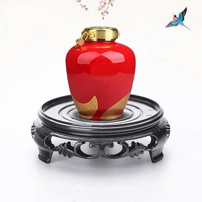 GOLDY&WENDY Round Vase Display Stand 3.9 Inch Black Imitation Wood Style Base Handmade Resin Pedestal