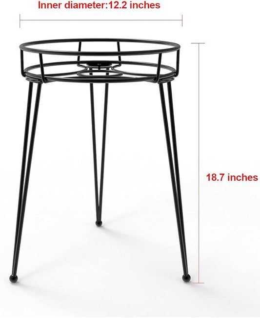 Midcentury Modern Metal Potted Plant Stand 18.7 inches Tall Flower Pot Holder Large Rustproof Iron Garden Container Heavy Duty Rack for Planter,Black (18.7 inches Tall Black)