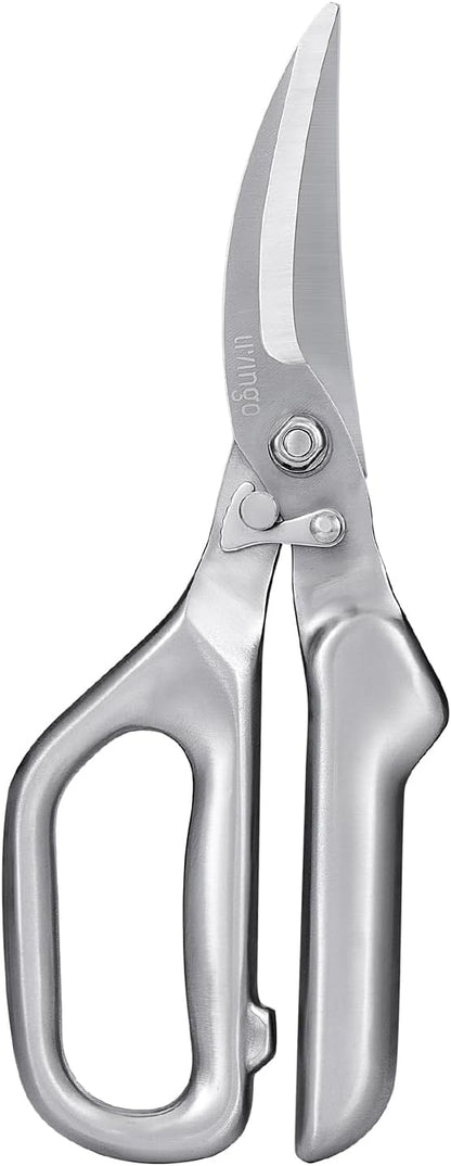 LIVINGO Kitchen Scissors Heavy Duty Utility Poultry Shears Stainless Steel | Sharp Curved Blade, Safety Lock Design, Chicken Bone Meat Cutting, Food Preparation, Vegetable Herbs
