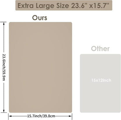 Extra Large Silicone Mats, Silicone Table Mat for Crafts Kids Dinner Placemat, Dab Mats Desk Countertop Protector Mats, Heat Insulation Kitchen Pastry Mat Silicone Pad-Brown, 23.6''x15.7''