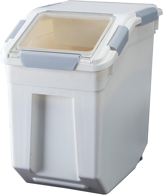 HANAMYA 25 Liter / 40 lbs Rice Storage Container with Measuring Cup, BPA free, For Rice | Grain | Pet Food | Flour, 1 count, White