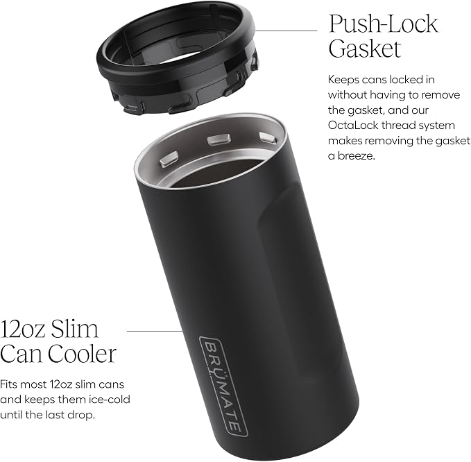 BrüMate Hopsulator Slim Can Cooler Insulated for 12oz Slim Cans | Skinny Can Insulated Stainless Steel Drink Holder for Hard Seltzer, Beer, Soda, and Energy Drinks (Sage)