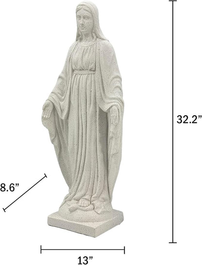 Galt International Virgin Mary Praying Blessed Mother of Grace Garden Statue Terrazo-Style 32" Religious Resin Statue Holy Queen of Heaven