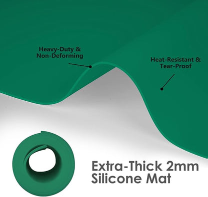 Extra Large Silicone Mat for Resin 36.2" x 24" 2MM Thick Silicone Craft Mat | for Table, Multifunction Silicon Matt for Kitchen Countertop Protector Heat Resistant Placemat by Foepoge(Dark Green)