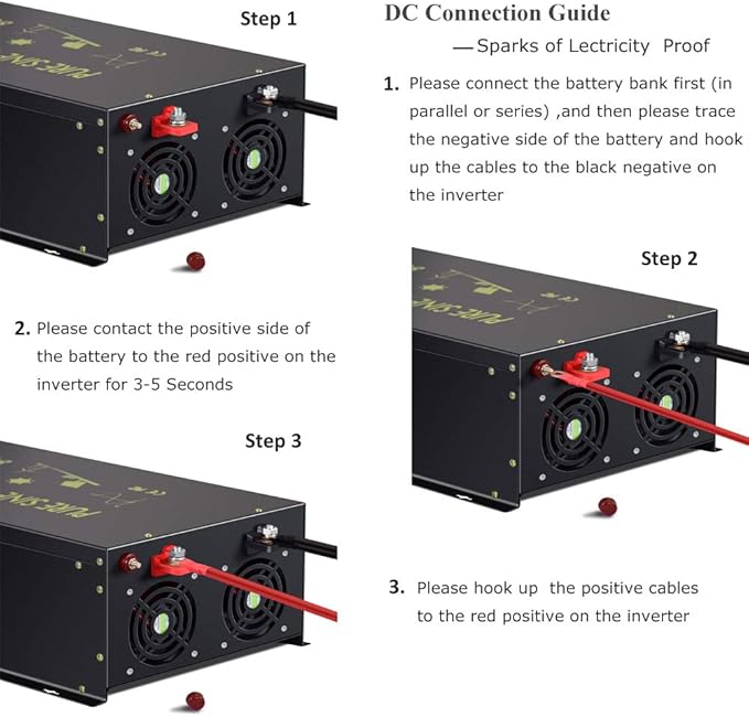 WZRELB 7000W 36V 110-120V Pure Sine Wave Power Inverter with 4 AC Outlets,Bipolar High-Frequency Inverter