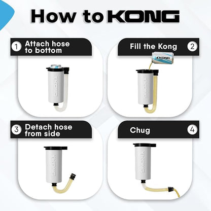 The Kong Skinny Can - Portable Coozie or Bottle Cooler/Cup With Detachable, Expandable, Hose To Funnel Your Drink (White)