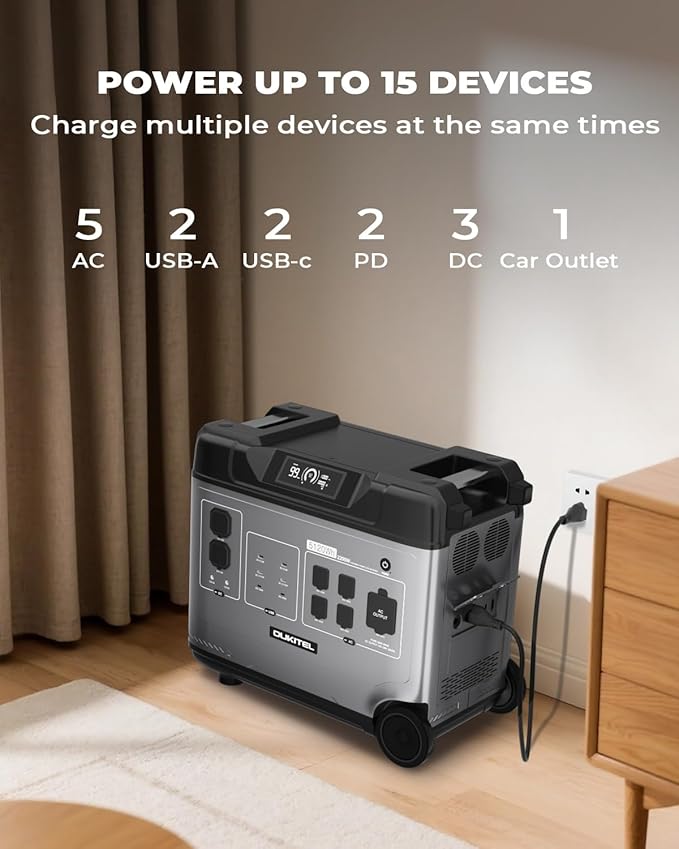 OUKITEL 5120Wh Power Station with 500W Solar Panel (2025 NEW), P5000 Pro Large Capacity Solar Generator, 5x3600W AC Output (5000W Peak), 1800W Fast Charging, 1000W MPPT Solar for Home Backup, RV