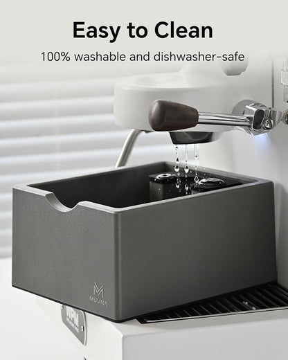 Espresso Knock Box, Durable ABS Plastic Coffee Grounds Dump Bin, Non-Slip Base with Tamping Station, Distribute and Tamp Espresso Product Tool,Espresso Barista Accessories