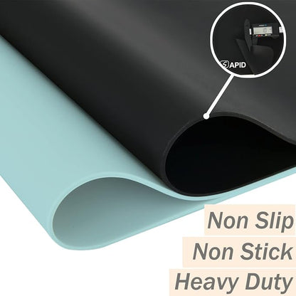 Extra Large Silicone Mat Kitchen Counter Heat Resistant Table Mat 36" x 24" | Place Mats Countertop Protector, Thick Placemats Washable Silicone Mats for Kitchen Counter Dining Table Mat,Mint Green,Sapid