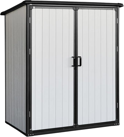 5x3ft Outdoor Storage Shed, Resin Cabinet with Lockable Doors – Weatherproof Storage for Bikes, Patio, Tools & More – Durable & Stylish (Black) (1 Doors)