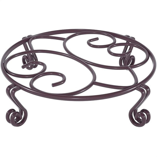 Yimobra Original Patented Plant Stand for Flower Pot Heavy Duty Potted Holder Indoor Outdoor, Metal Rustproof Iron Garden Container Round Supports Rack for Planter, Brown, 11.8 Inches