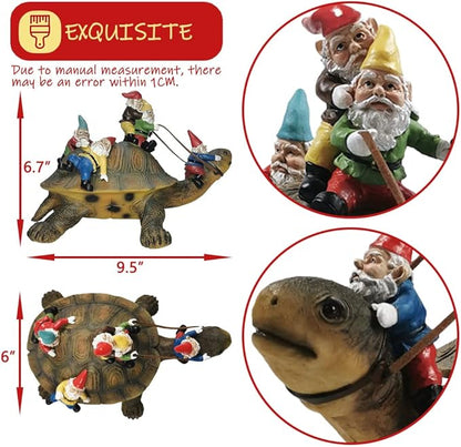 Sunthus Garden Gnome Turtle Statues Yard Art Resin Figurine Decorations Outdoor Garden Décor