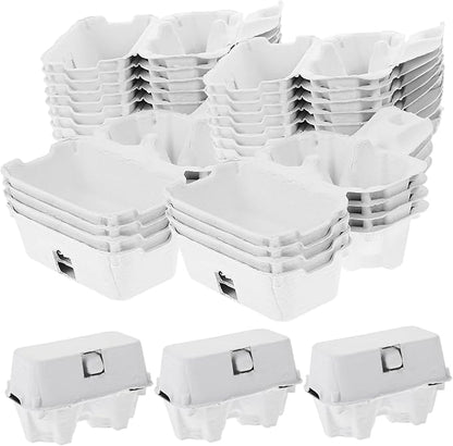 Paper Egg Cartons, 50PCS 2 Count 3x4 Paper Pulp Egg Cartons, Reusable No Breakage for Refrigerator Farm Market Travel.