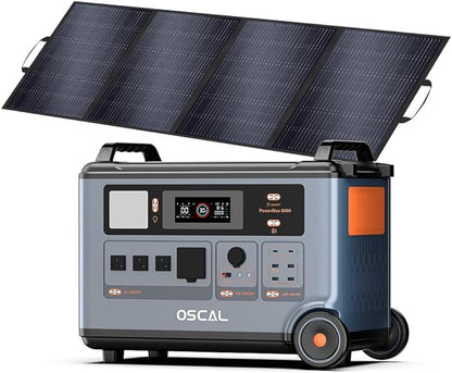 OSCAL PowerMax 6000 Solar Generator, 3600Wh/6000W Power Station with 200W Solar Panels, 120V/240V Split Phase Voltage AC Outlets (9000W Peak), 2400W Solar Charging,Emergency for Home,Battery Backup