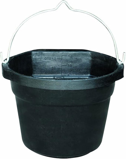 Farm Innovators FB-80R Rubber 3 Gallon Flat Back Heated Bucket with Metal Handle, Built in Thermostat, and Concealed Heating Element, 70 Watt (3 Pack)